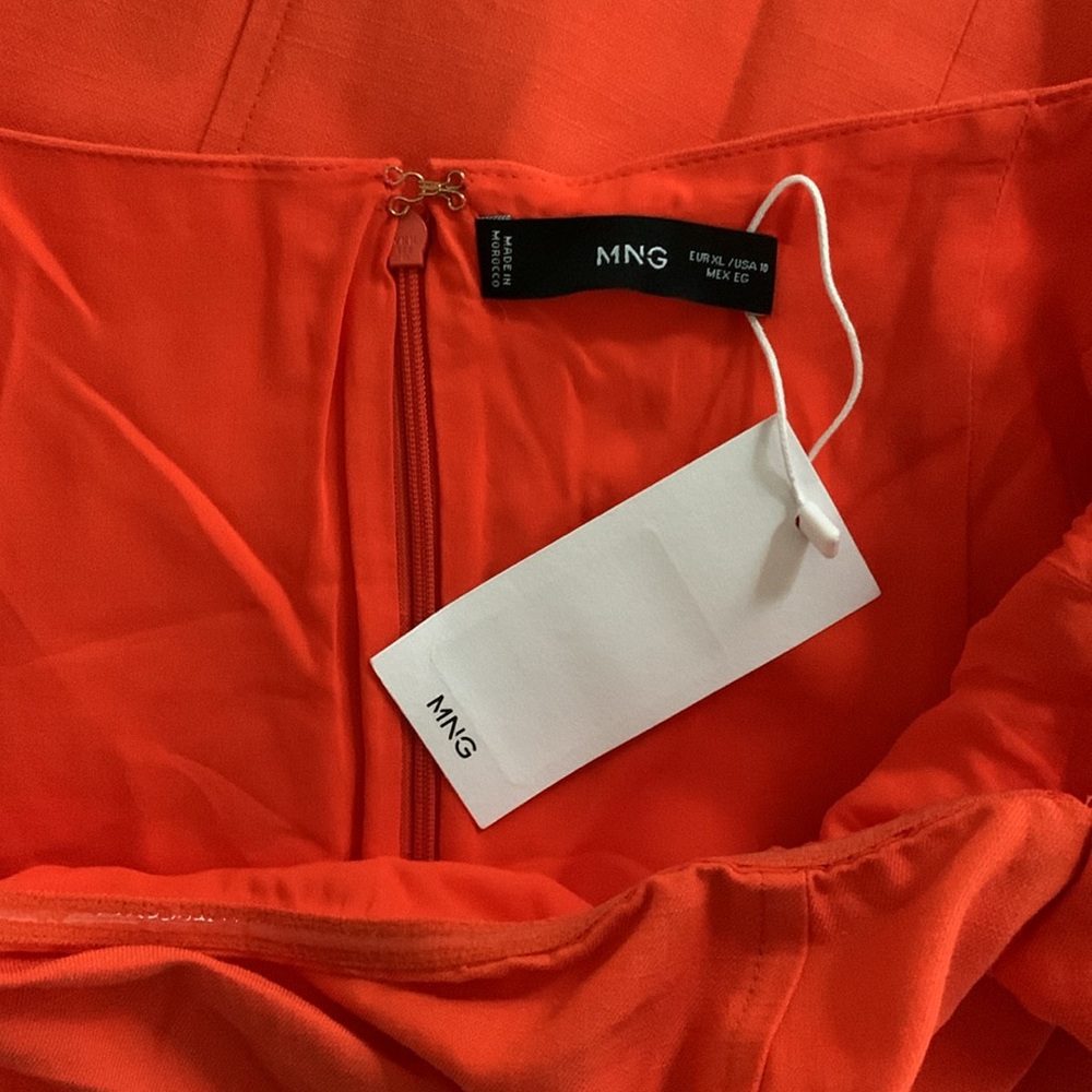 Mango Strapless Puff-Sleeve Mini Dress in Bright Orange - Picture 9 of 10